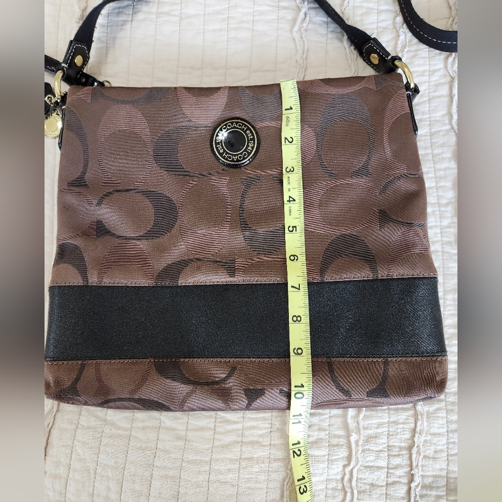 Coach Signature Crossbody Handbag Purse, Brown and Black - Picture 16 of 16